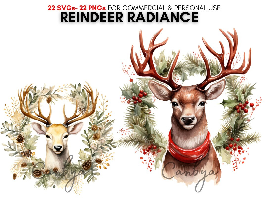 Watercolor Reindeer Svg Png Clipart, Christmas Santas Reindeer Clipart ...