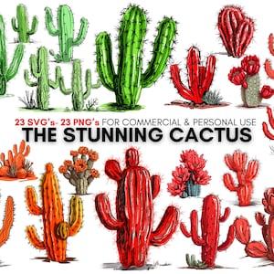 Watercolor cactus, cactus clipart, 23 cactus svg 's, 23 cactus png 's, digital prints, instant download