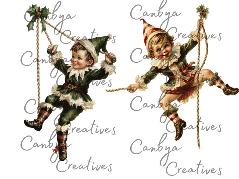 Elf Rope Watercolor Christmas Retro Blond Elf Boys Svg Png Digital Clipart Prins ...