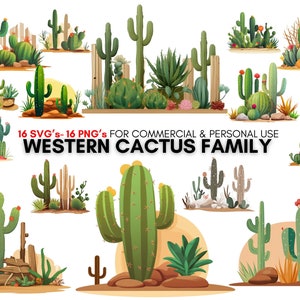Watercolor cactus, cactus clipart, 16 cactus svg 's, 16 cactus png 's, digital prints, instant download