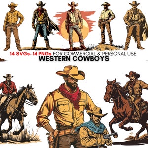 14 cowboy art svg 's, 14 cowboy png 's, Western svg, country cowboy svg and png files, transparent background.