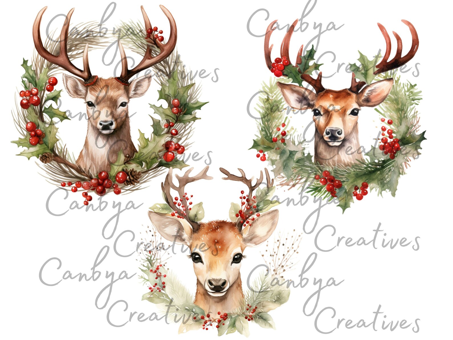 Watercolor Reindeer Svg Png Clipart, Christmas Santas Reindeer Clipart ...