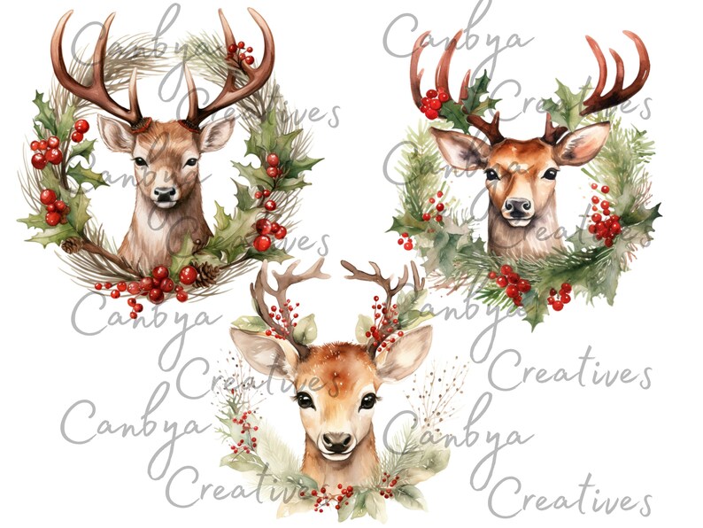Watercolor Reindeer Svg Png Clipart, Christmas Santas Reindeer Clipart ...