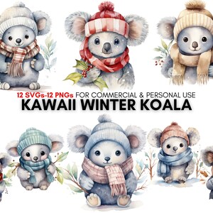watercolor cute koala svg png digital clipart bundle, animal graphics, Digital Paper Craft