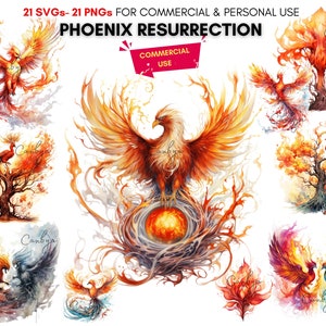 Watercolor Mythical Phoenix creatures svg png digital download, imagination creature digital bundle.