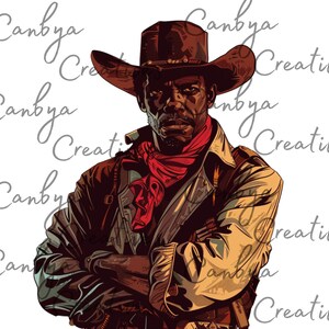 african american western clip art bundle, watercolor vintage and retro styled illustrations, digital prints for instant digital download.