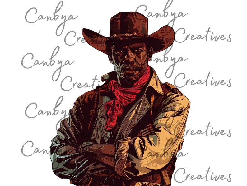 african american western clip art bundle, watercolor vintage and retro styled illustrations, digital prints for instant digital download.