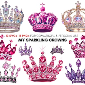 Watercolor sparkling diamond crown png svg Clipart, royal crowns prints, Glam and prestige, Digital botanical prints, Personal & Commercial.