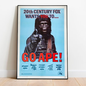 Planet of the Apes, 1968, Go Ape!, Cartel de película vintage, Descarga e impresión digital