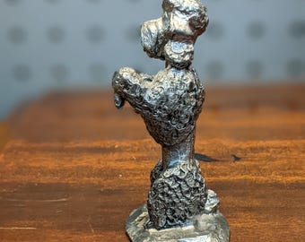 Handcrafted Heavy Pewter Poodle Dog Figurine for Vintage Home Decor