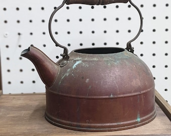 Vintage Copper Tea Kettle, Patina Finish, Camping Decor