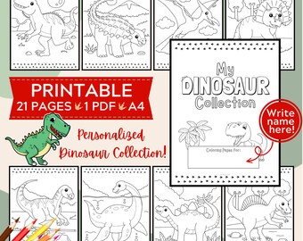 Dinosaur Party Coloring Pages Kids Printable Coloring Dinosaur Workbook Gift Idea Printable Dinosaur Activity for Kids Personalised Dinosaur