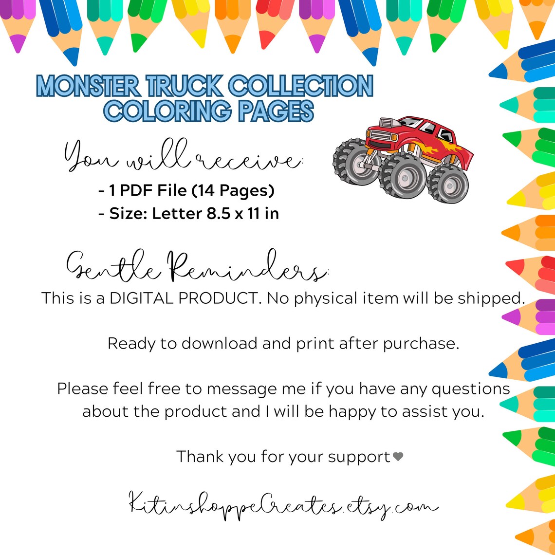 Monster Truck Coloring Pages for Kids Printable Monster Trucks
