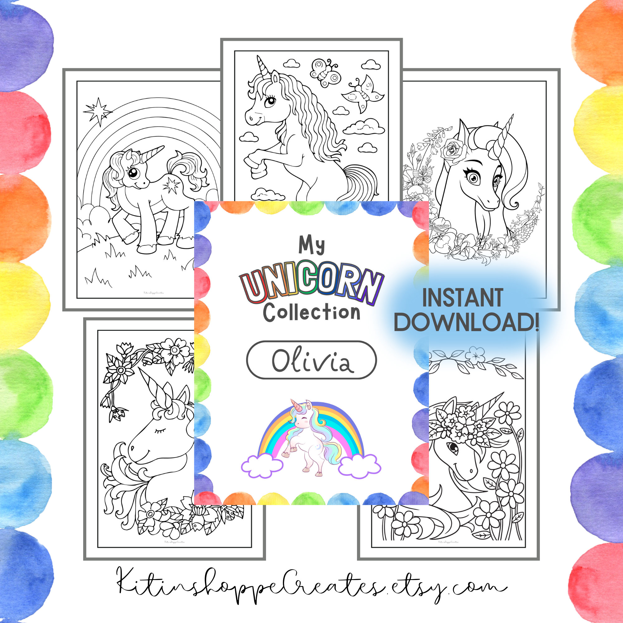 Unicorn Coloring Pages for Kids Printable Unicorn Coloring Activity ...