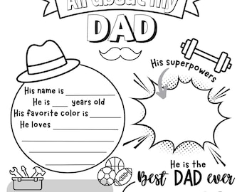 Printable Gift Idea for Dad All about my dad printable father’s day gift idea printable kids craft printable best dad craft all about my dad