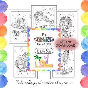 Zeemeermin kleurplaten Afdrukbare zeemeermin collectie kleurplaten voor kinderen Leuke zeemeermin kleurplaten Gepersonaliseerde zeemeermin activiteit PDF