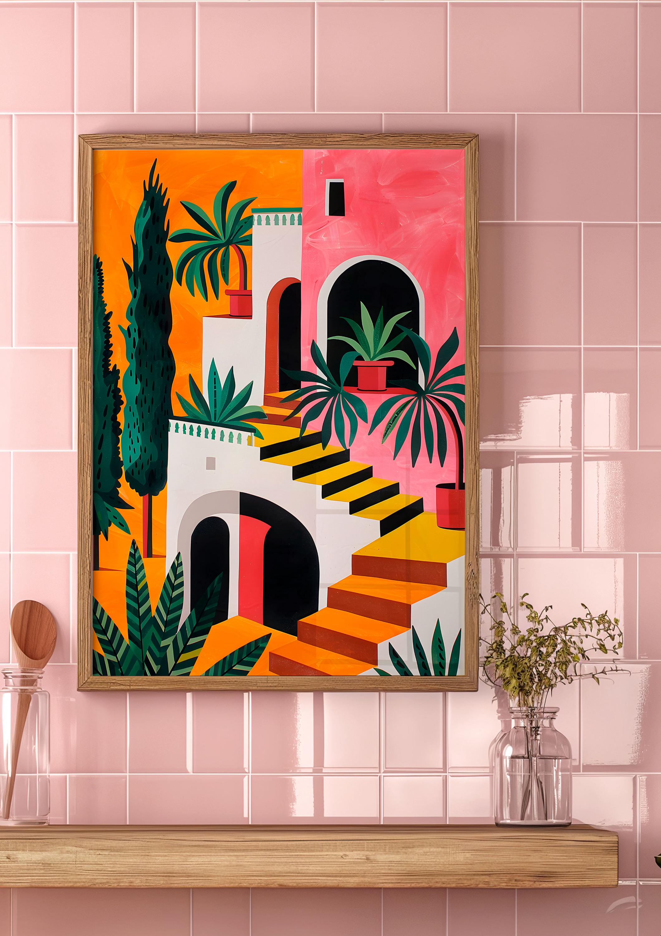 Mediterranean Landscape Wall Art Set of 4 Modern Vibrant Cityscape Art ...