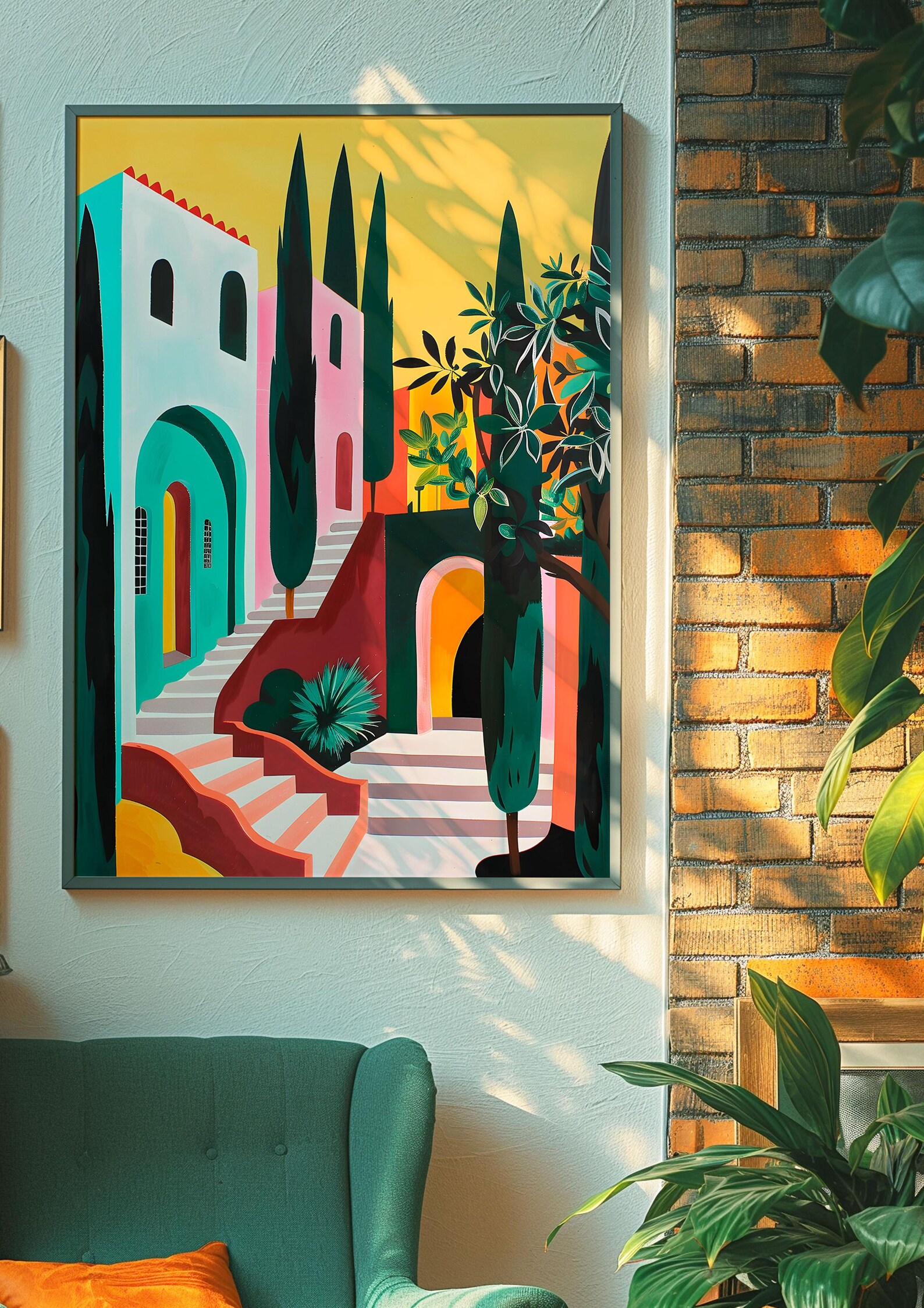 Mediterranean Landscape Wall Art Set of 4 Modern Vibrant Cityscape Art ...