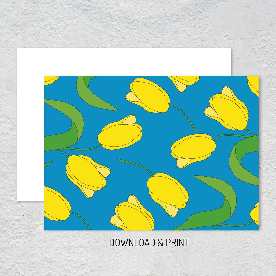 Tulip Pattern Notecard, Printable Card, Digital Card, Greeting Card ...
