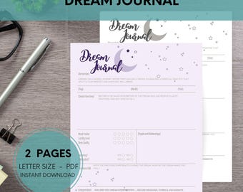 Printable Dream Journal: Dream Tracker & Analysis (8.5 X 11 PDF)