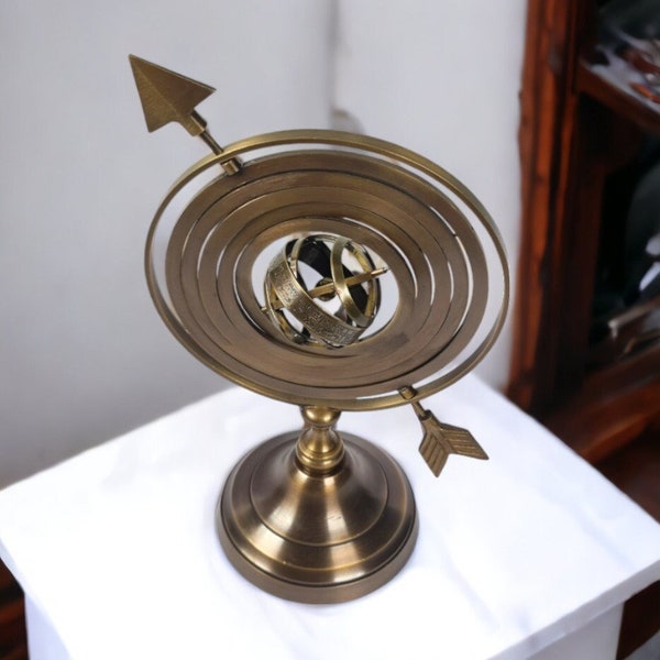 Celestial Armillary Sphere - Vintage Astronomy Decor, Educational Tool, Antique-Style Celestial Navigation, Zodiac Signs, Astronomer Gift