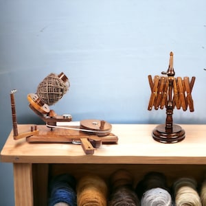 Halcyon's Maine Made Cherry Swift and Wooden Ball Winder Combo