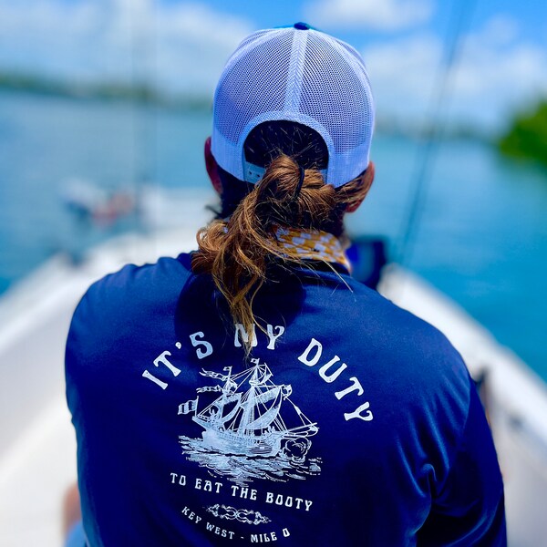 Eatin' Booty Unisex Performance Long Sleeve Shirt - Key West Shirt - Nautical Shirt - Long sleeve Fishing - Nauti Outlaw Shirt