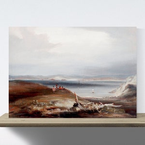 Vintage Art Bay of Islands Landscape Painting PRINTABLE | Soft Home Decor | Digital Download dg Petal Prints
