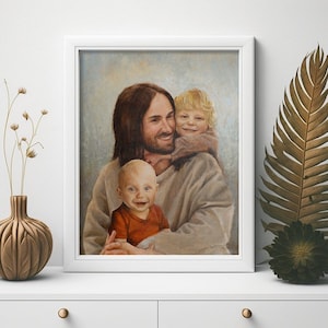 Jesus with Children Art Print | LDS Nursery Decor | Christian Wall Art Gift