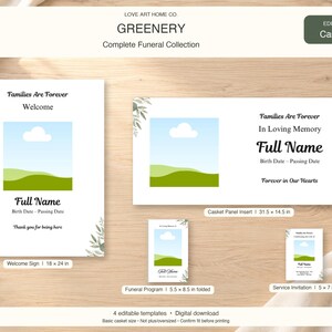 Greenery LDS Complete Funeral Bundle, Editable Canva Template, Digital Download