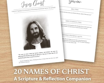 20 Names of Christ Study Companion PDF, LDS Printable Scripture Reflections & Prompts, Bible and The Book of Mormon Jesus Christ Study Guide