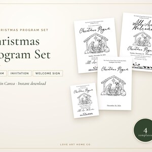 LDS Julens Sakrament Program Set | Svartvit Julfest (Canva Mall)