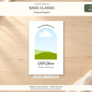 Basic Classic LDS Bifold Funeral Program, Editable Canva Template, Digital Download