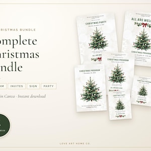 LDS Christmas Bundle | Watercolor Christmas Tree | Sacrament Program, Invites, Welcome Sign, Ward Christmas Party Flyer | Canva