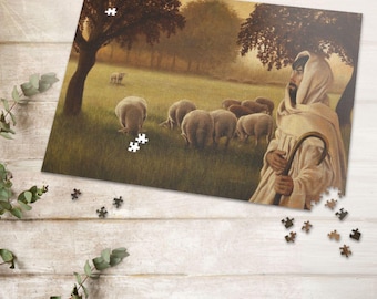 1000 Piece Puzzle of Jesus with Sheep | Christian LDS Puzzle for Adults & Families | Inspirational Religious Gift | Peaceful Pastoral Scene