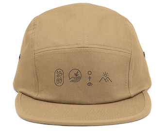 Casquette 5 panneaux avec symboles chrétiens brodés, chapeau d&#39;art chrétien minimaliste, casquette d&#39;iconographie chrétienne, casquette de baseball brodée religieuse,