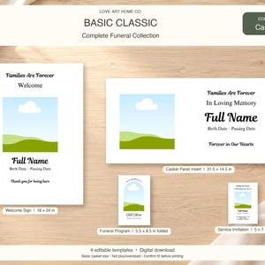Basic Classic LDS Complete Funeral Bundle, Editable Canva Template, Digital Download