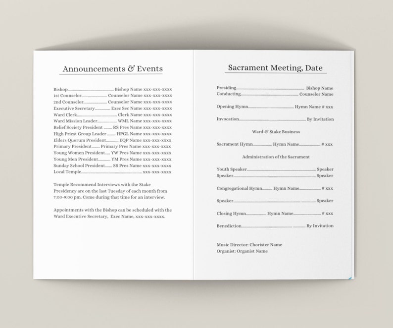 Unique Sacrament Meeting Template Customizable and Editable in Canva ...