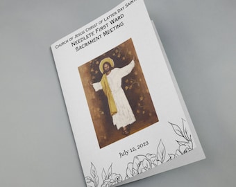 Floral LDS Sacrament Meeting Template, Bi-Fold, Customizable and Editable in Canva