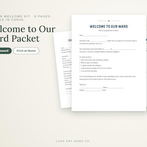 Welcome to Our Ward Packet: LDS Move-In Welcome Letter, Ward Contact Sheet & Settling-In Checklist | Editable Canva Template