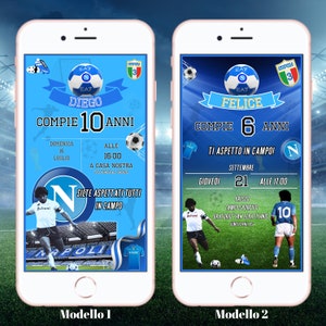 Invito Digitale Napoli Calcio /Digital Invitation Birthday Party, WhatsApp Invitation Party customizable immagine 5