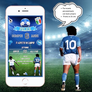 Invito Digitale Napoli Calcio /Digital Invitation Birthday Party, WhatsApp Invitation Party customizable immagine 1