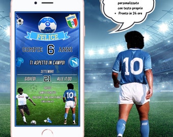 Invito Digitale Napoli Calcio /Digital Invitation Birthday Party, WhatsApp Invitation Party  customizable