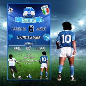 Invito Digitale Napoli Calcio /Digital Invitation Birthday Party, WhatsApp Invitation Party customizable Variante 2