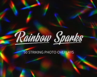 Sovrapposizioni di foto con scintille arcobaleno: 50 effetti Photoshop (download digitale)