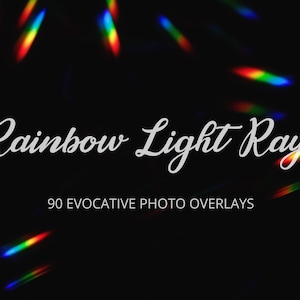 Rainbow Light Rays Photoshop Overlays | 90 Overlay Bundle