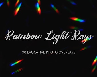 Sovrapposizioni di Photoshop con raggi di luce arcobaleno / 90 pacchetti di sovrapposizioni