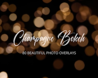 Sovrapposizioni Photoshop effetto bokeh champagne: effetti per foto di nozze (download digitale)