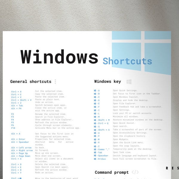 Windows Commands Cheat Sheet - Etsy