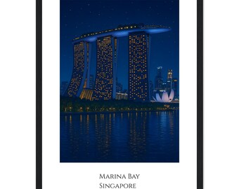 シンガポール、マリーナベイの額装アートプリント